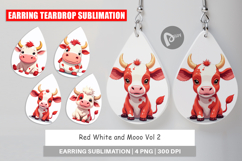 Earring Red White Moo Product Image 1