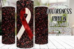 Red White Awareness Ribbon, 20oz Skinny Tumbler Sublimation Product Image 1