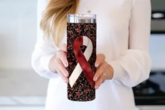 Red White Awareness Ribbon, 20oz Skinny Tumbler Sublimation Product Image 3