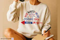 Patriotic cousins crew t shirt design 2026 red white blue fi Product Image 4