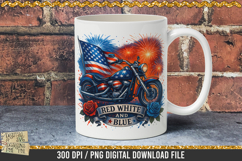 Red White and Blue Motorbike is a professional design that is available at 300dpi PNG to use for Sublimation, iron-on transfer, DTG Printing and normal printing.