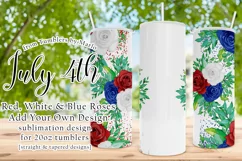 Red White Blue Roses 20oz Add Your Own Tumbler Sublimation Product Image 1