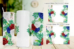 Red White Blue Roses 20oz Add Your Own Tumbler Sublimation Product Image 3