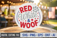 Red White & Woof SVG File | 4th of July Round Sign SVG Product Image 1