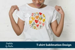 Red yellow orange hearts and leaves TShirt Background