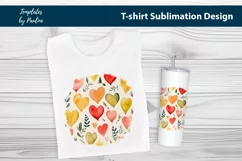 Red yellow orange hearts and leaves TShirt Background