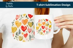 Red yellow orange hearts and leaves TShirt Background