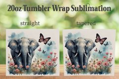 Elephant Floral 20oz Tumbler PNG, Elephant Tumbler Wrap PNG Product Image 2