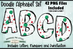 Green Red Dots Doodle Alphabet and Numbers | PNG Files Product Image 1