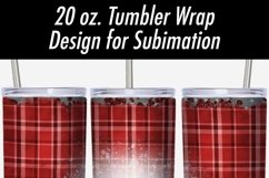 Red Plaid with Grey Trim 20 oz Tumbler Sublimation Wrap PNG Product Image 2