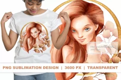 Redhead girl Floral PNG Sublimation Product Image 1