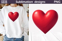 Red Heart Clipart | Valentines Day Sublimation Product Image 1