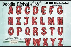 Red Snowflakes Doodle Alphabet and Numbers | PNG Files Product Image 2