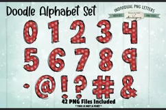 Red Snowflakes Doodle Alphabet and Numbers | PNG Files Product Image 3