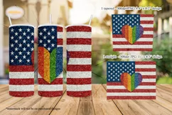 Glitter USA Flag & Glitter Heart - 20oz Tumbler Sublimation Product Image 2