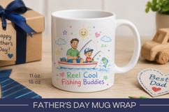 Fathers day mug wrap, Reel Cool Fishing Buddies, dad mug Product Image 1