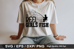 Reel girls fish - Fishing SVG Design Product Image 1