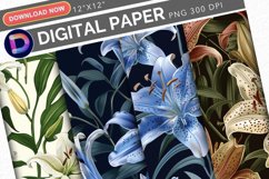 Regal Lily Flowers Digital Paper Product Image 1