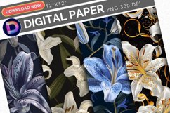 Regal Lily Flowers Digital Paper Product Image 1