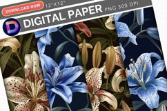 Regal Lily Flowers Digital Paper Product Image 1