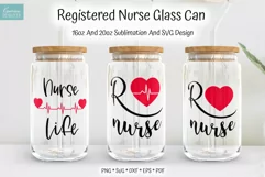 registered nurse with heartbeat svg and sublimation design for beer can glass