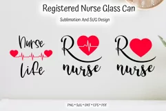 registered nurse with heartbeat svg and sublimation design for beerglass can