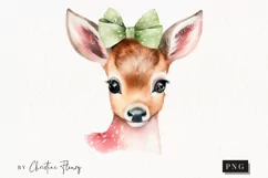 Pastel Watercolor Deer Clipart | Christmas Clipart Product Image 1