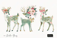 Brush Stroke Christmas Reindeer Clipart | Preppy Christmas Product Image 1