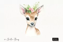 Pastel Watercolor Christmas Deer Clipart | Christmas Clipart Product Image 1