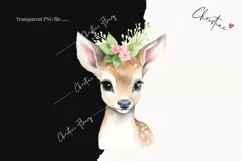 Pastel Watercolor Christmas Deer Clipart | Christmas Clipart Product Image 2