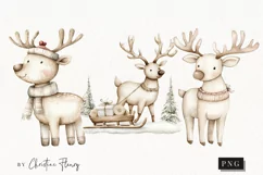 Nordic Festive Reindeer | Beige Christmas PNG Product Image 1