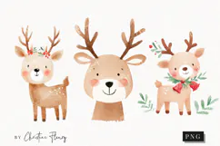 Cute Christmas Reindeer Clipart | Christmas PNG Product Image 1
