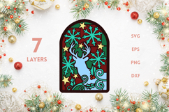 Reindeer with Snowflakes - 7 layers stained glass SVG Product Image 1
