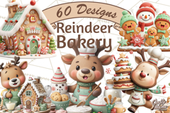 Reindeer Bakery Clipart PNG, Cute Christmas Baking PNG Product Image 1