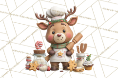 Reindeer Bakery Clipart PNG, Cute Christmas Baking PNG Product Image 2