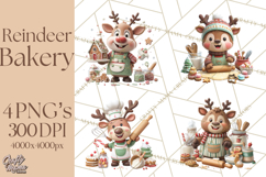 Reindeer Bakery Clipart PNG, Cute Christmas Baking PNG Product Image 1