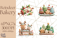 Reindeer Bakery Clipart PNG, Cute Christmas Baking PNG Product Image 1
