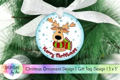 Merry Christmas Ornament | Christmas Reindeer Illustration Product Image 1