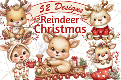 Christmas Reindeer PNG Cute Kawaii Holiday Clipart Product Image 1