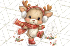 Christmas Reindeer PNG Cute Kawaii Holiday Clipart Product Image 3