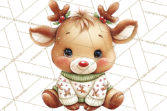 Christmas Reindeer PNG Cute Kawaii Holiday Clipart Product Image 2