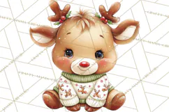 Christmas Reindeer PNG Cute Kawaii Holiday Clipart Product Image 2