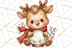 Christmas Reindeer PNG Cute Kawaii Holiday Clipart Product Image 3