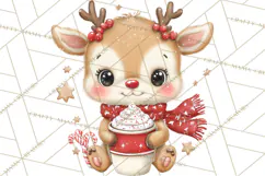Christmas Reindeer PNG Cute Kawaii Holiday Clipart Product Image 5