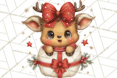 Christmas Reindeer PNG Cute Kawaii Holiday Clipart Product Image 5