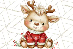 Christmas Reindeer PNG Cute Kawaii Holiday Clipart Product Image 4