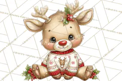 Christmas Reindeer PNG Cute Kawaii Holiday Clipart Product Image 5