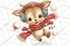 Christmas Reindeer PNG Cute Kawaii Holiday Clipart Product Image 5