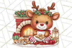 Christmas Reindeer PNG Cute Kawaii Holiday Clipart Product Image 3