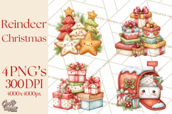 Christmas Reindeer PNG Cute Kawaii Holiday Clipart Product Image 1